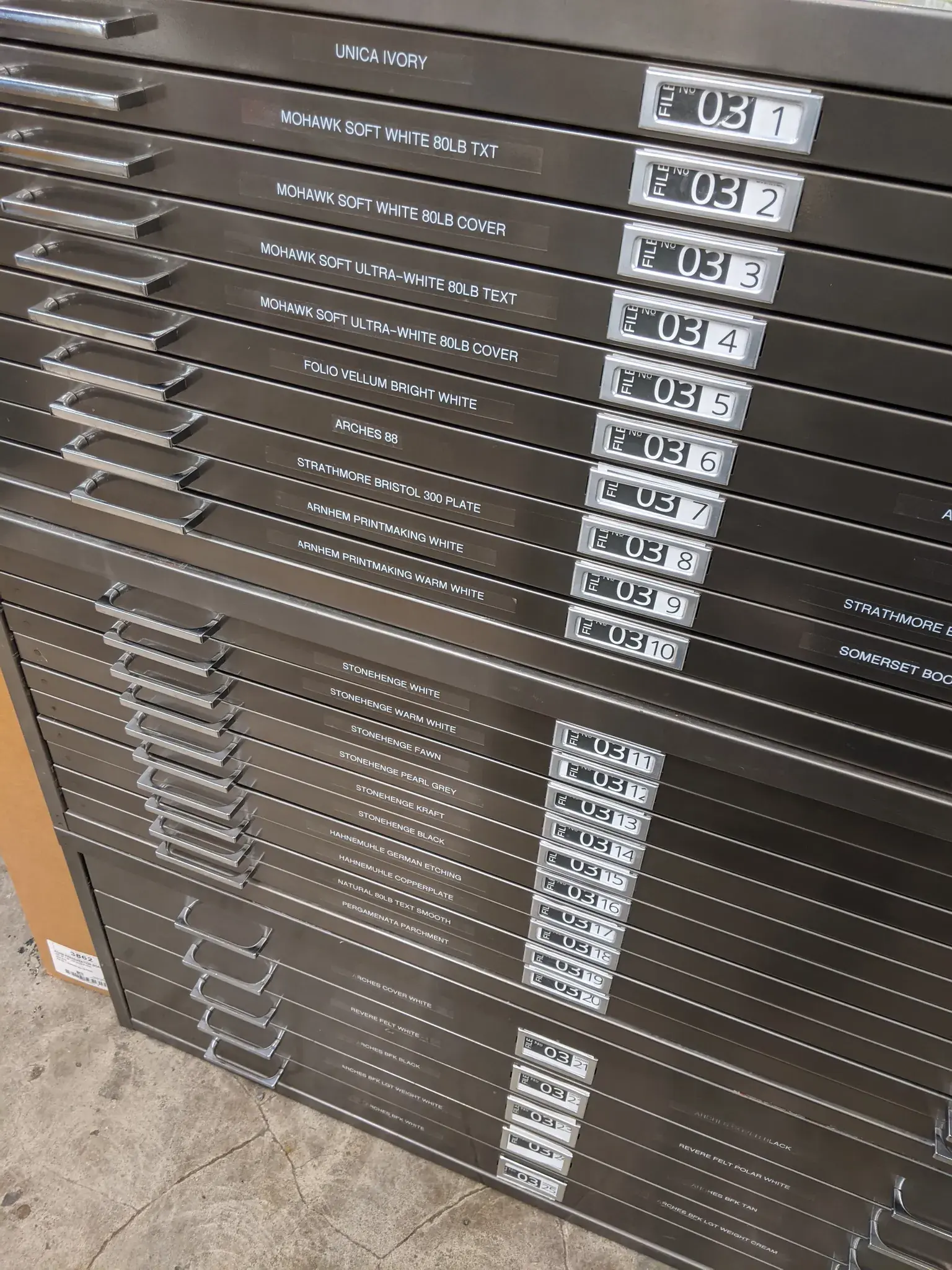 Photograph of drawers full of paper