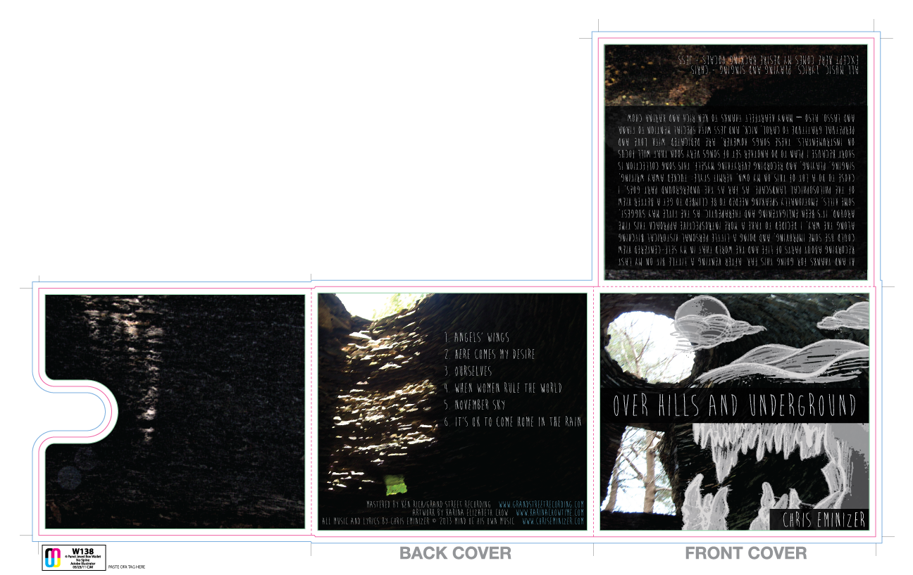 Design of ghostly imagery over photographs of the inside of a well over an eco-wallet template