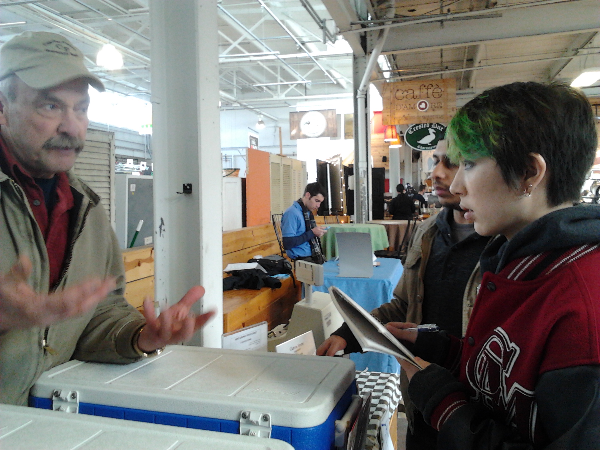 Interviewing a rancher at the Strip District Farmer's Market